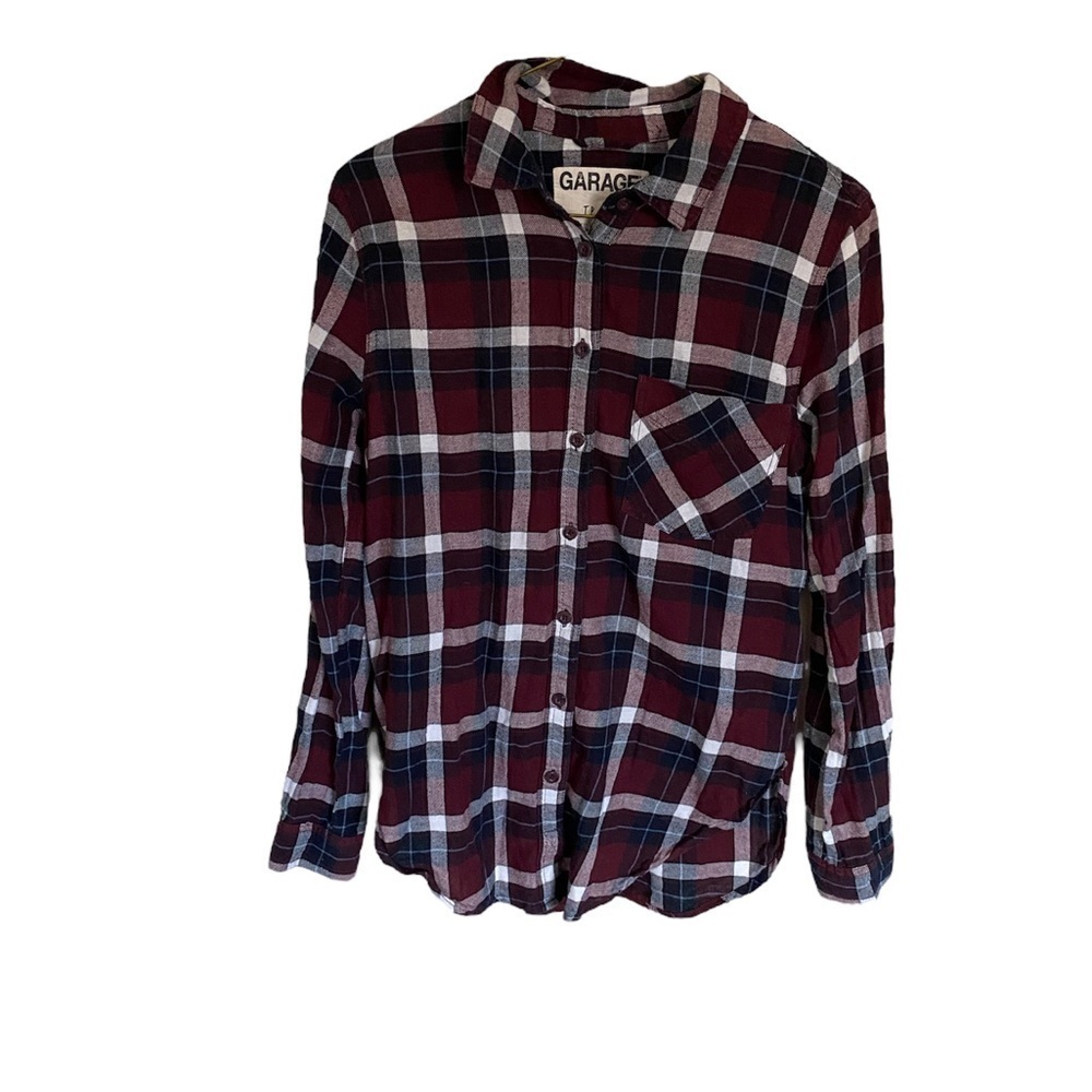 Garage Maroon Plaid Button Down Shirt XS